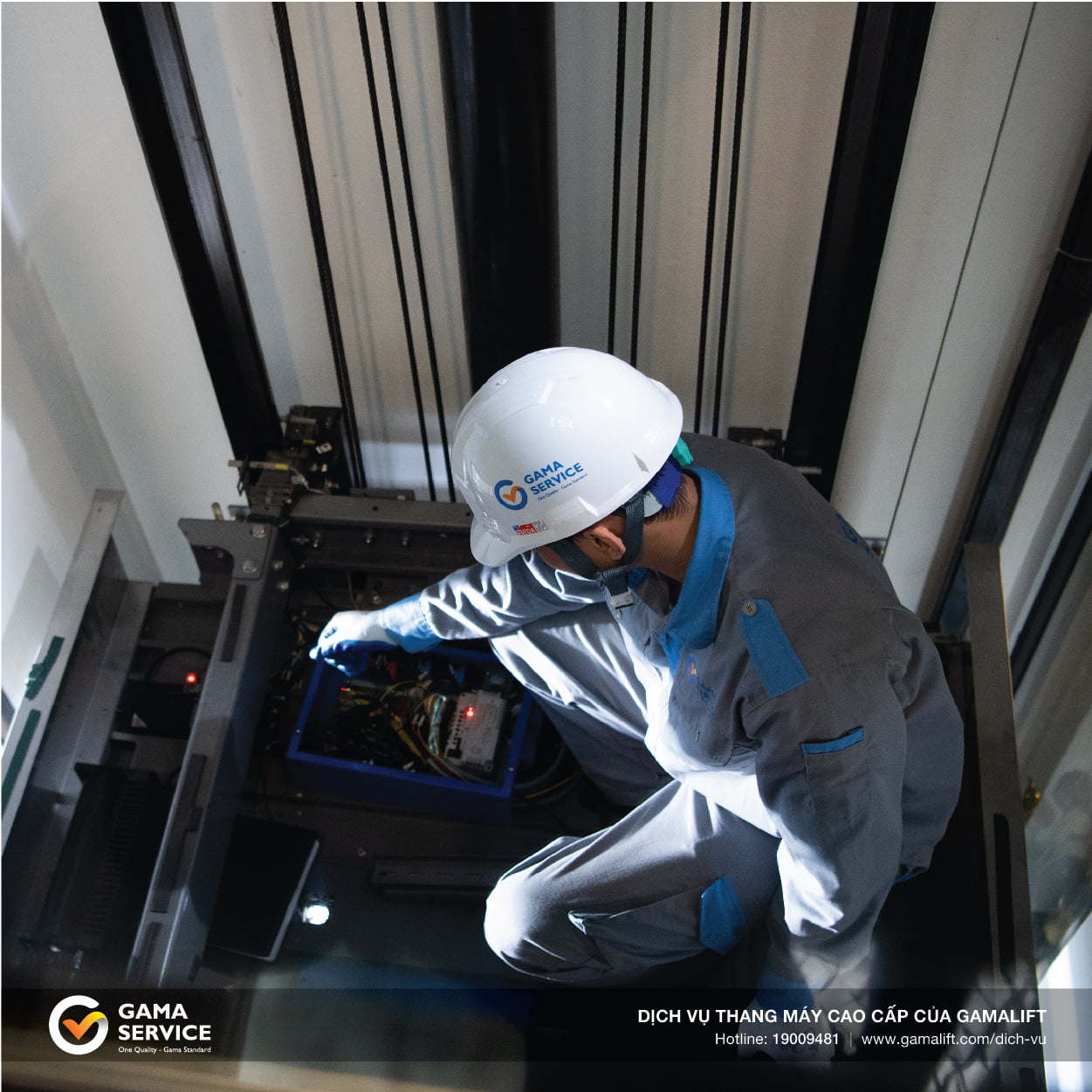 thực hiện bảo dưỡng cơ, điện dọc hành trình giếng thang 